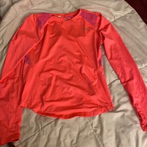 Pink orange under armor long sleeve running shirt